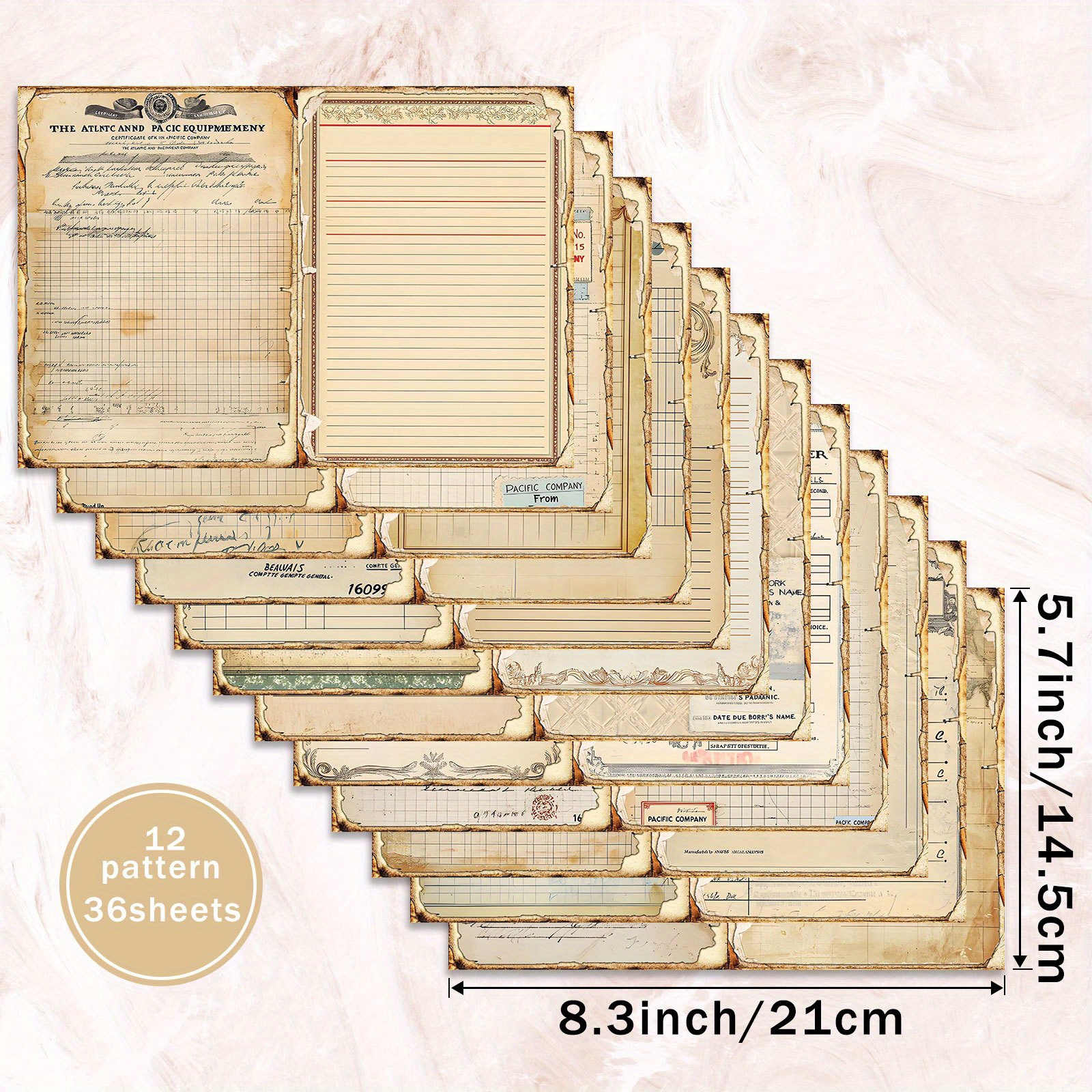 Image of 36 Sheets A5 (yellowed Base Material Message Record Background) Tracing Paper, Suitable For Journal Junk Journals Greeting Cards Background Albums And Crafts