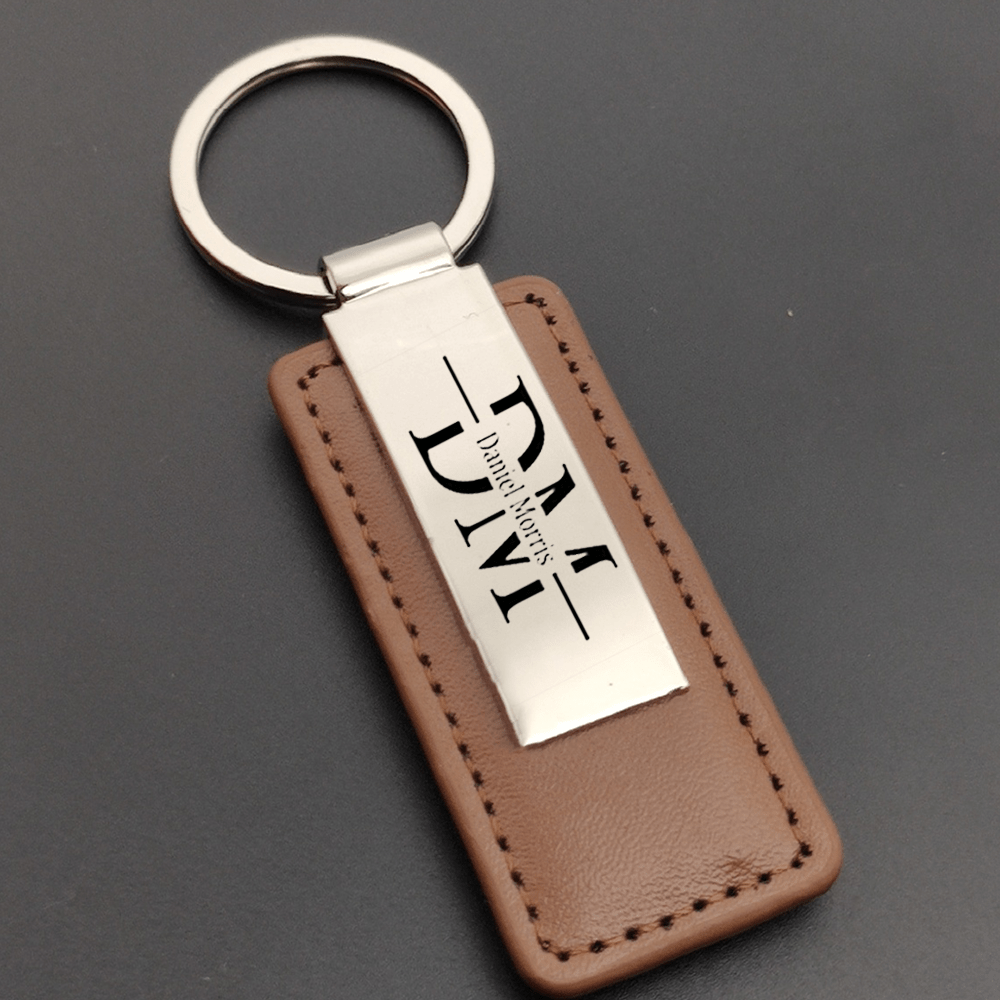 TEMU ["Personalización] Llavero de cuero PU metálico grabado con láser, personalización para resaltar tu personalidad"