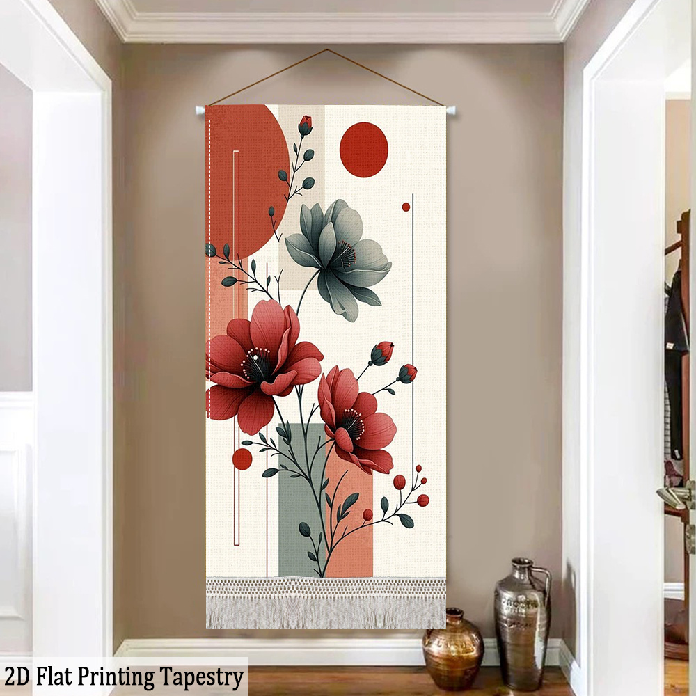 poza articolului tapiserie 2d plată, nouă cu ciucuri și design cu imprimare 2d plată. decor de perete versatil pentru sufragerie, hol, dormitor, cameră de  , perete de accent, cămin, sală de clasă sau decorațiune de petrecere. decor de cameră elegant și texturat, perfect ca cadou de sărbători., 2d plată