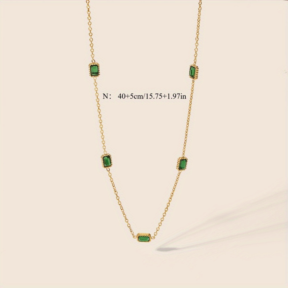 Vintage Inspired 18K Golden Plated Necklace with Green Gemstones