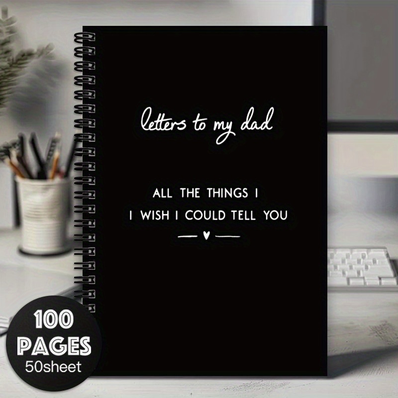 TEMU 1pièce Cahier spiralisé "Lettres à mon père" - Journal émouvant pour les pères, 100 pages, couleurs mélangées, pour papa, cadeaux pour papa,