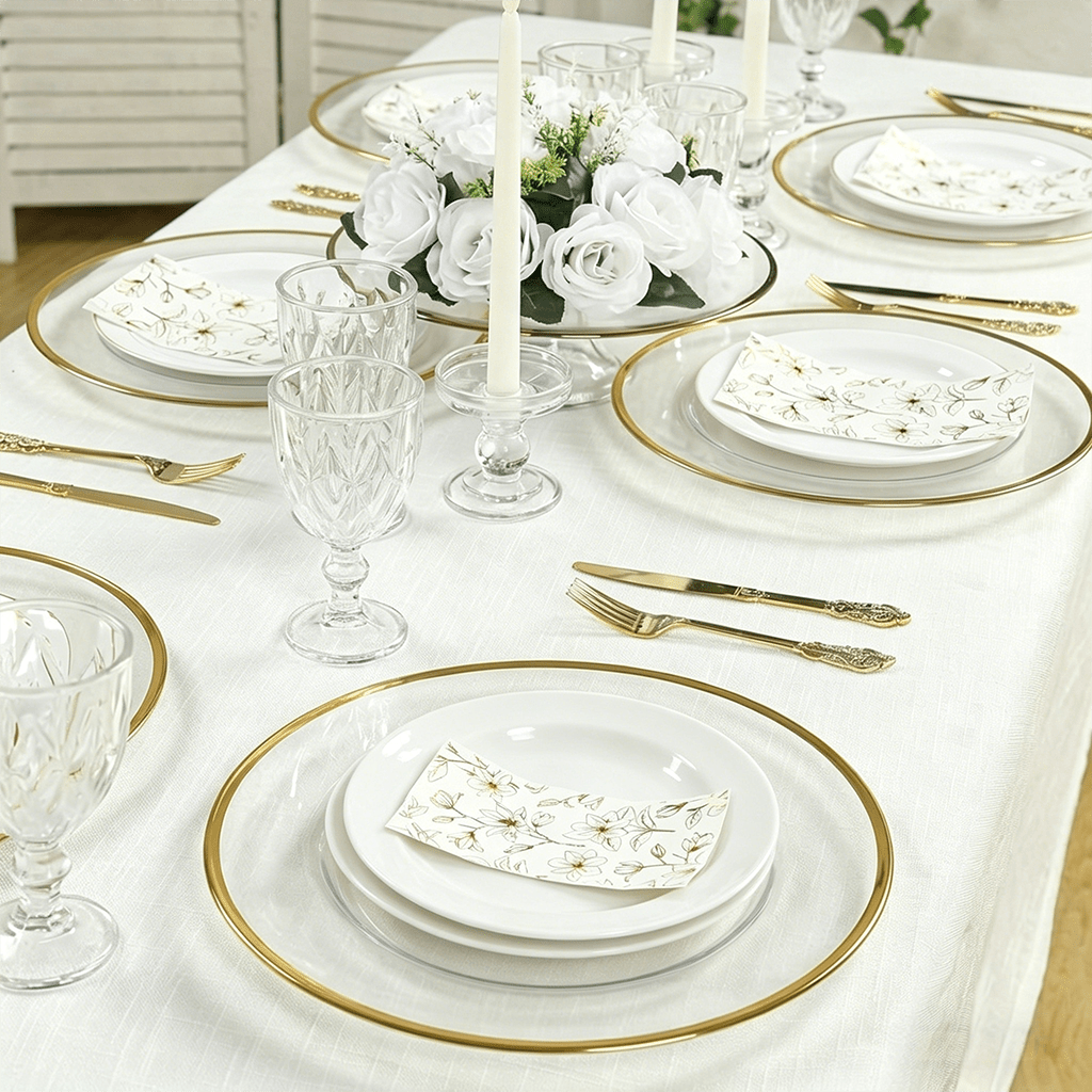 13 inch charger plates clear charger plates with   heavy duty disposable plastic   for dinner elegant dining wedding party formal event decoration non food contact