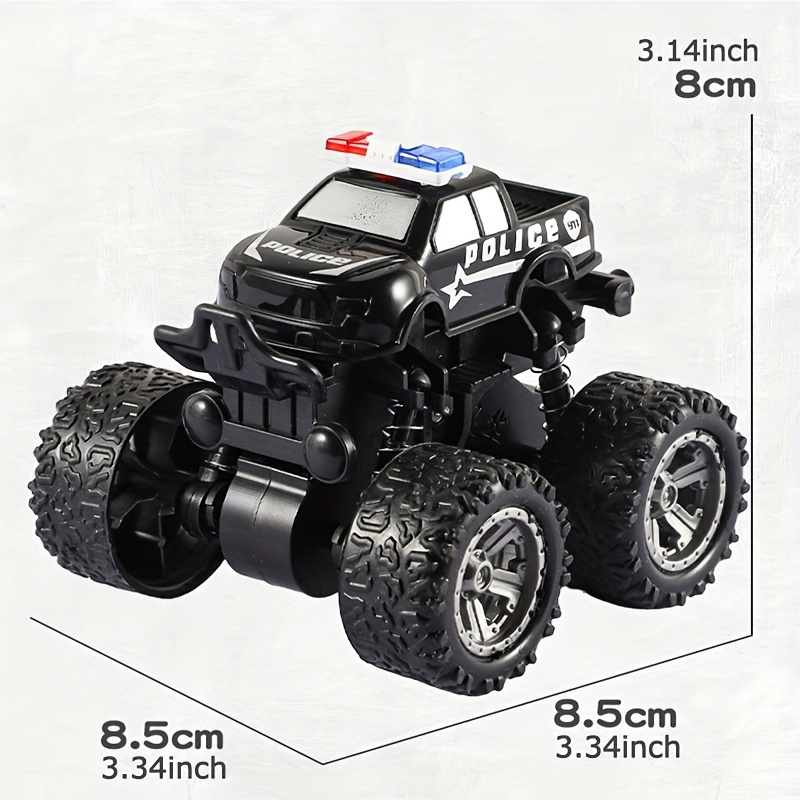 police car rotatable Four-wheel Drive Inertial Stunt Off-road Vehicle Model Children's Toy Boy Toy Car Stall Toy Inertial Off-road Vehicle Toys Super Resistant Climbing, As Halloween Gift