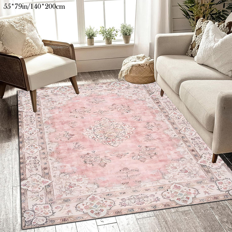 TEMU 1pc Soft Carpet Suitable For Living Room Bedroom - Plush Rug With Plastic Backing, Jumbo Sizes & Areas, Machine Washable Traditional Pattern,