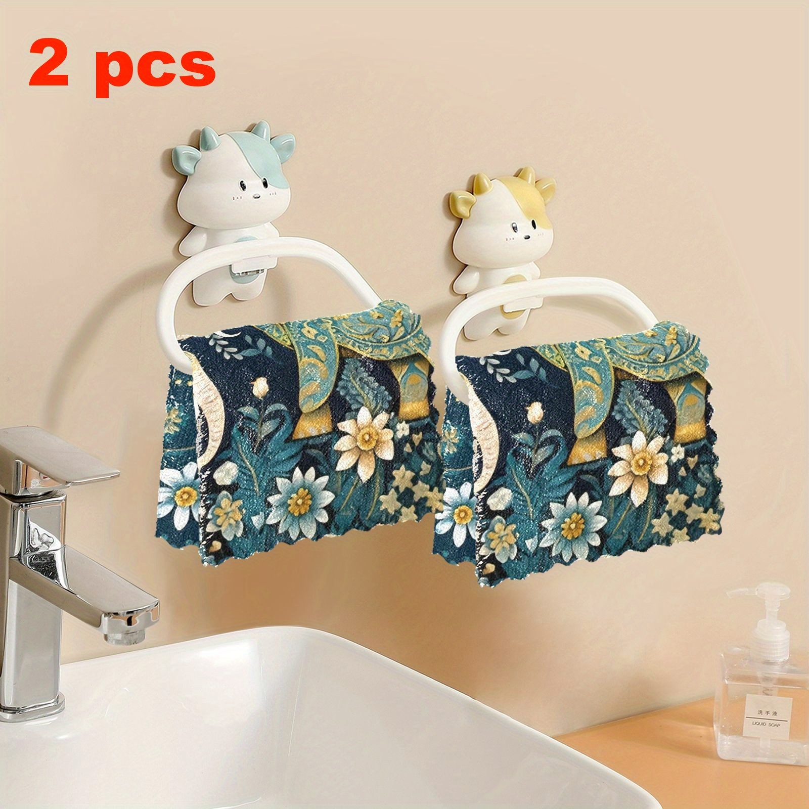 TEMU Confezione /5/8 Asciugapiatti da Cucina con Motivo e Elefante Cartoon, di Pulizia Riutilizzabile in Microfibra Assorbente, Spugna Scrostante