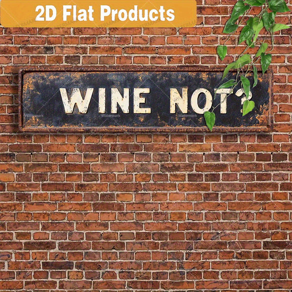 TEMU 2d Flat - 2d Retro "wine Not" Metal Iron Wall Decoration - 40.64x10.16cm Country Style Ornament, Funny Text Artwork For Home, Porch, Outdoor Use