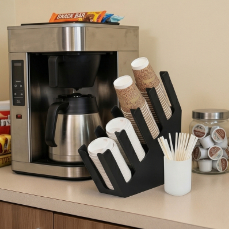Image of Commercial Cup Dispenser And Straw Organizer Heavy Duty Countertop Cup Holder Non-food Contact Storage Suitable For Coffee Shops And Offices Space-saving Durable Stylish