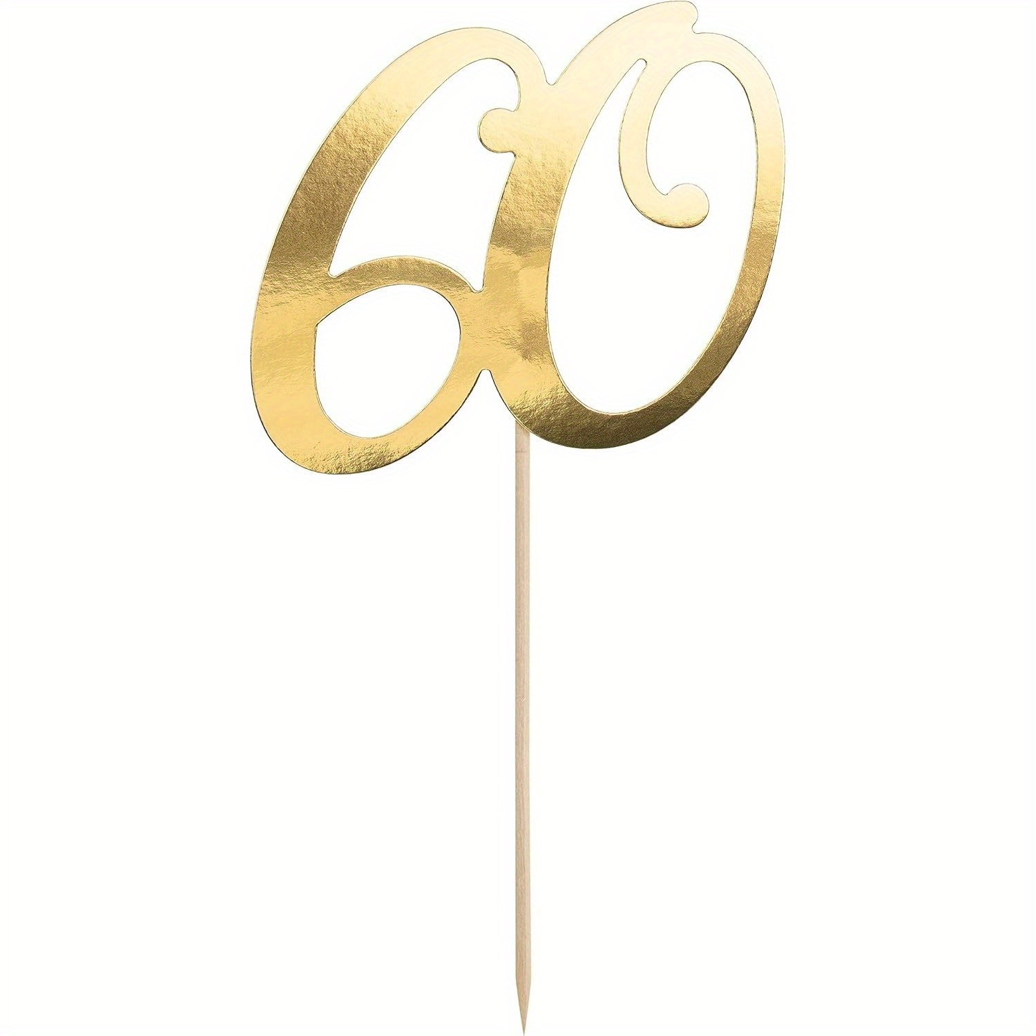 Image of 1pc For Golden 60 Cake Topper Cake Decorating Supplies For Golden Anniversary 60th Birthday Cake Decor Husband Wife For Golden Years Celebration