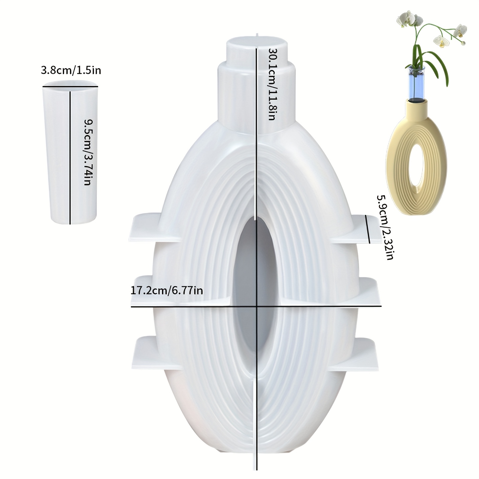 TEMU Moule de vase de style nordique - Design moderne, styles pour la moulure en plâtre, béton et résine, idéal pour l'artisanat et les amateurs,