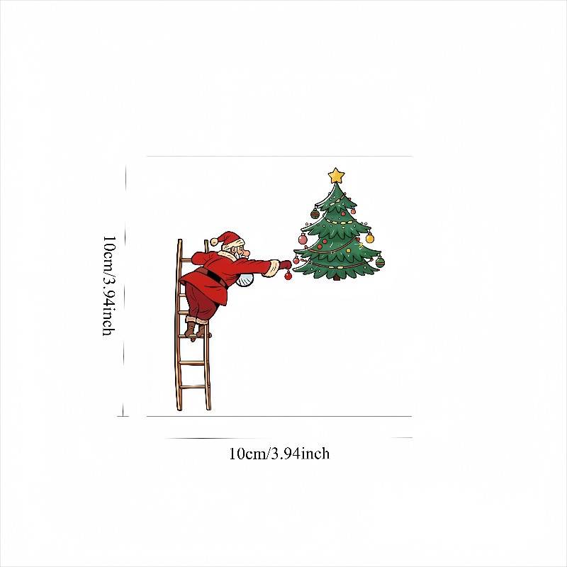 TEMU 1pc Ladder Santa Claus Christmas Tree Holiday Switch Decorative Sticker, Fun Hand-drawn Festive Atmosphere Wall Decor, Exquisite Creative Outlet