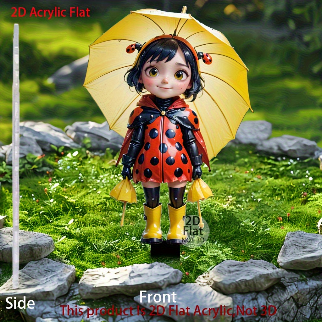 2D Plano, 4 Piezas Lindo Jardín Decoración Conjunto, No Se Necesita Energía, Adecuado para Plantas en Macetas y Señales de Festivales al Aire Libre, 2D Plano