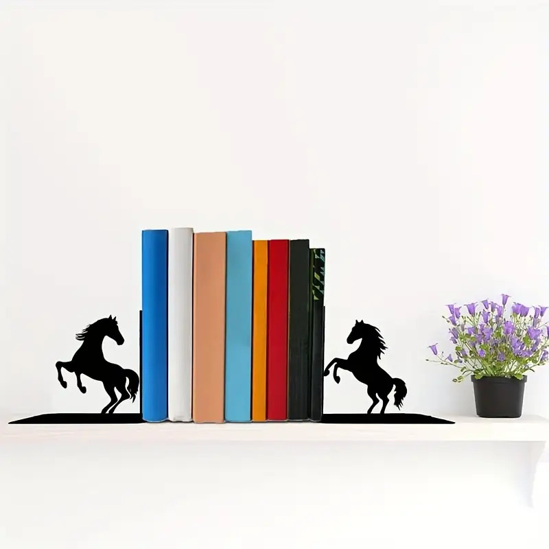 TEMU Horse Metal Bookend Decoration, Suitable For Home, Office, Library, And Other Three- Decoration, For Book Lovers, Equestrian Enthusiasts, And