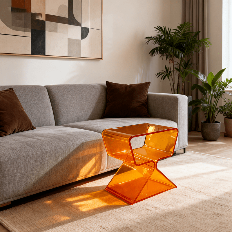Acrylic Living Room Side Table, Minimalist Acrylic Side Table And Small Apartment Bedside Table, Modern Design, Transparent Home Decor, Living Room Display, Side Table, Easy And Luxurious Tea Set Style Design