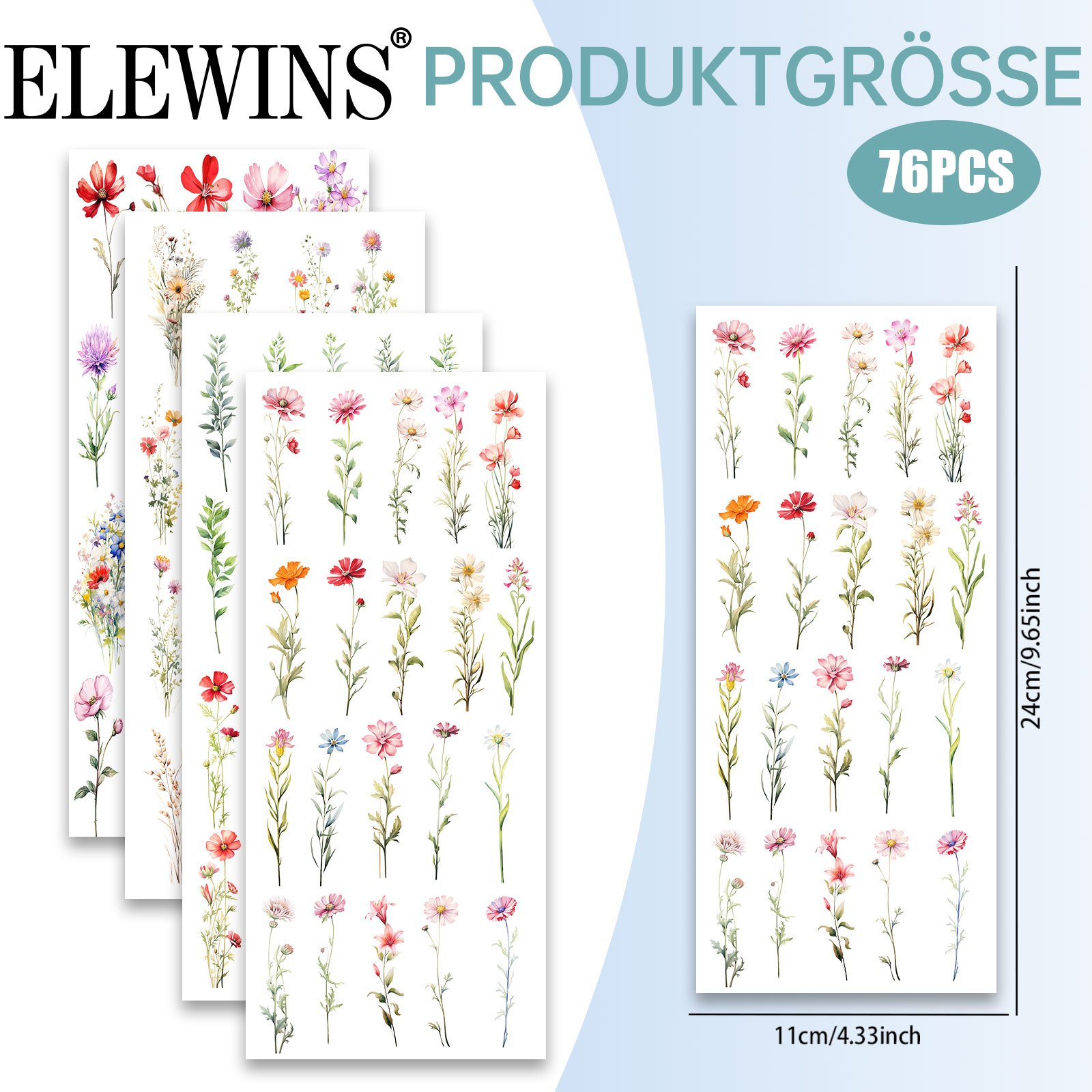 E-shop Set mit 76 Wildblumen UV DTF Transfers für Tassen und Lesezeichen | Kerze, , , Aufbauend, Motivierend, für Bastelfreunde