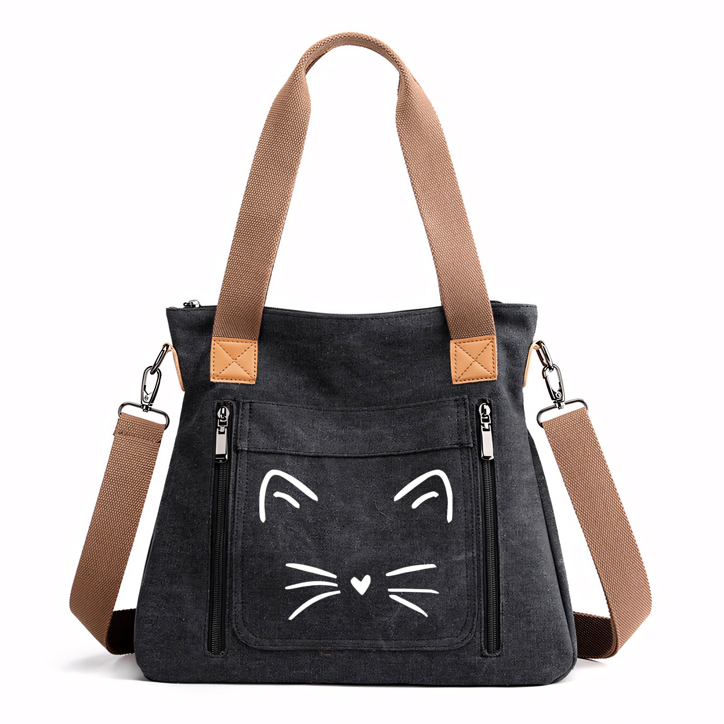 TEMU Borsa Tote Grande Capacit� con Stampa Gatto , Borsa a Tracolla Stampa , Borsa Spalla i , per Viaggi, Design Trendy e Versatile, per Pendolari o