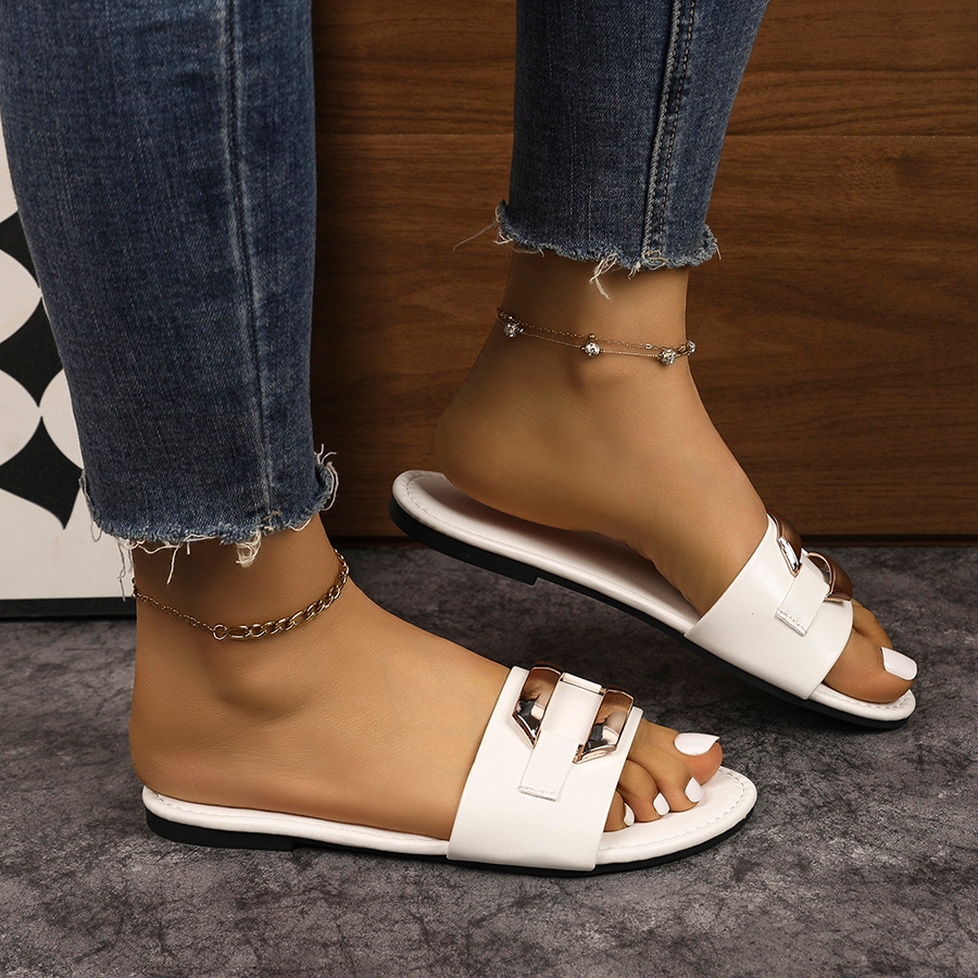 TEMU Sandali estivi da donna con punta e suola piatta, sandali versatili slip-on con fibbia quadrata e punta , scarpe da donna eleganti e di classe