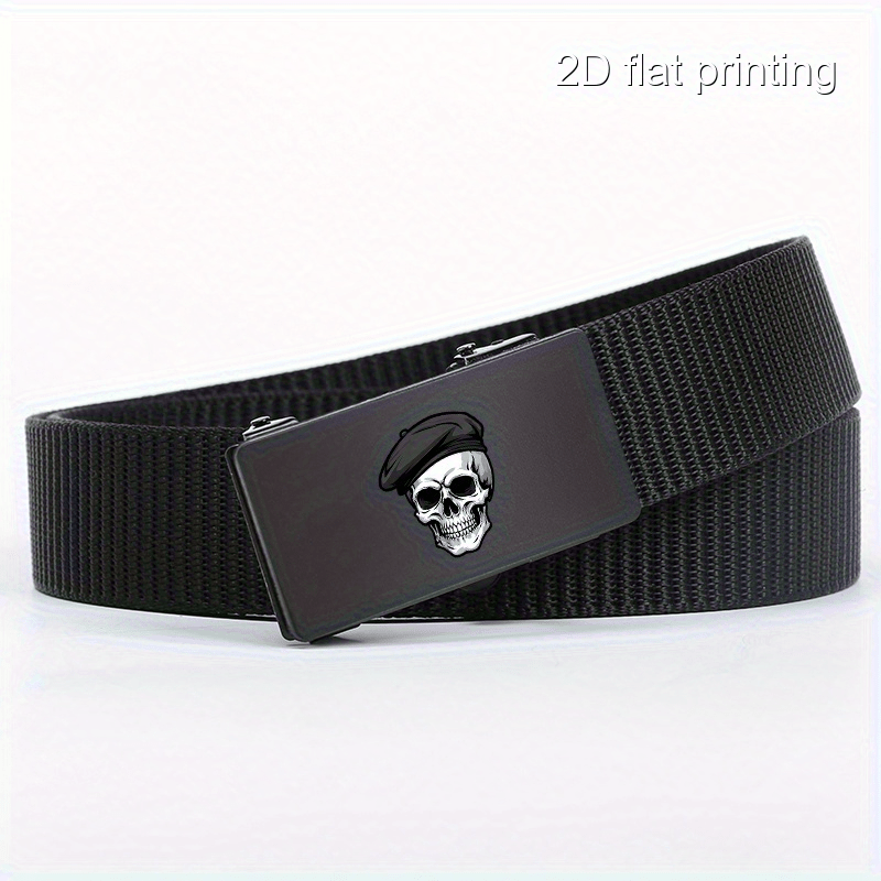Men's Paris Skull Pattern Automatic Buckle Belt