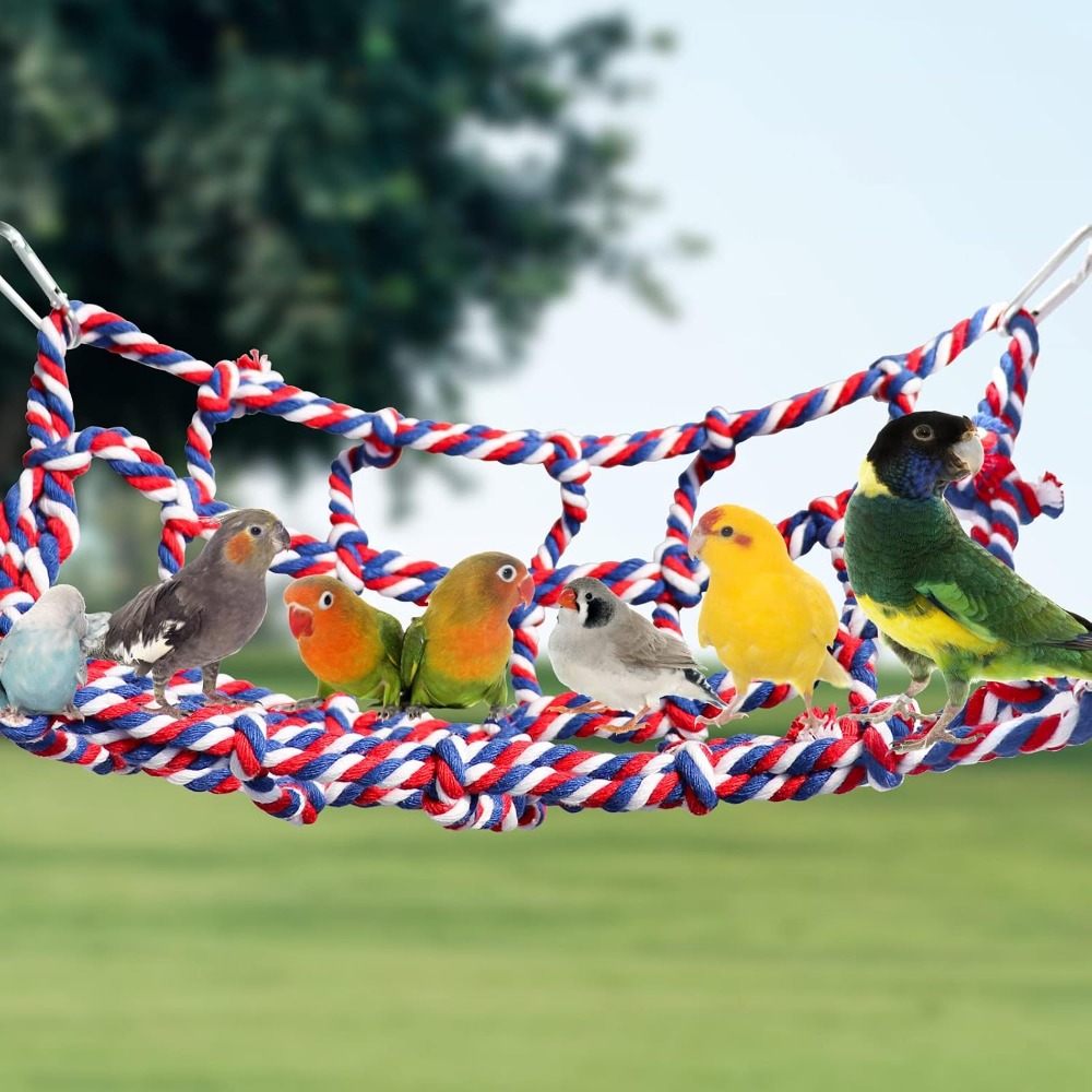 2-Pack Colorful Rope Bird Climbing Net Hammock
