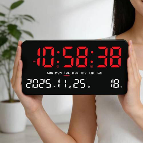 verfügbar in 4 farben – große 11-zoll elektronische uhr, multifunktionaler mit einfachem großbild-digitaldisplay, für schreibtisch wandmontage. mit 3 einstellbaren helligkeitsstufen. für schlafzimmerdesign, ideal für wohnzimmer bürodekoration