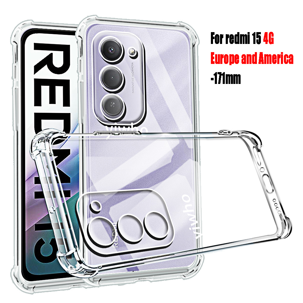 E-shop Handyhülle: Transparente Handyhülle für Xiaomi Redmi 15 4G 5G 169mm 171mm Europäische Version Klare Rückseite Handyhüllen Schutz Kameraobjektiv