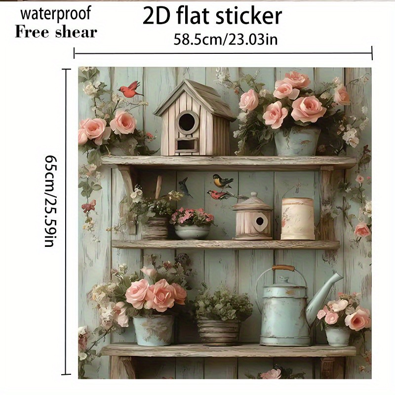 TEMU 1 Set Of 2pcs Of Rustic Floral And Bird Pattern Stickers - Suitable For Dishwasher Surfaces, Washing Machine Surfaces, Refrigerators, Cabinets,