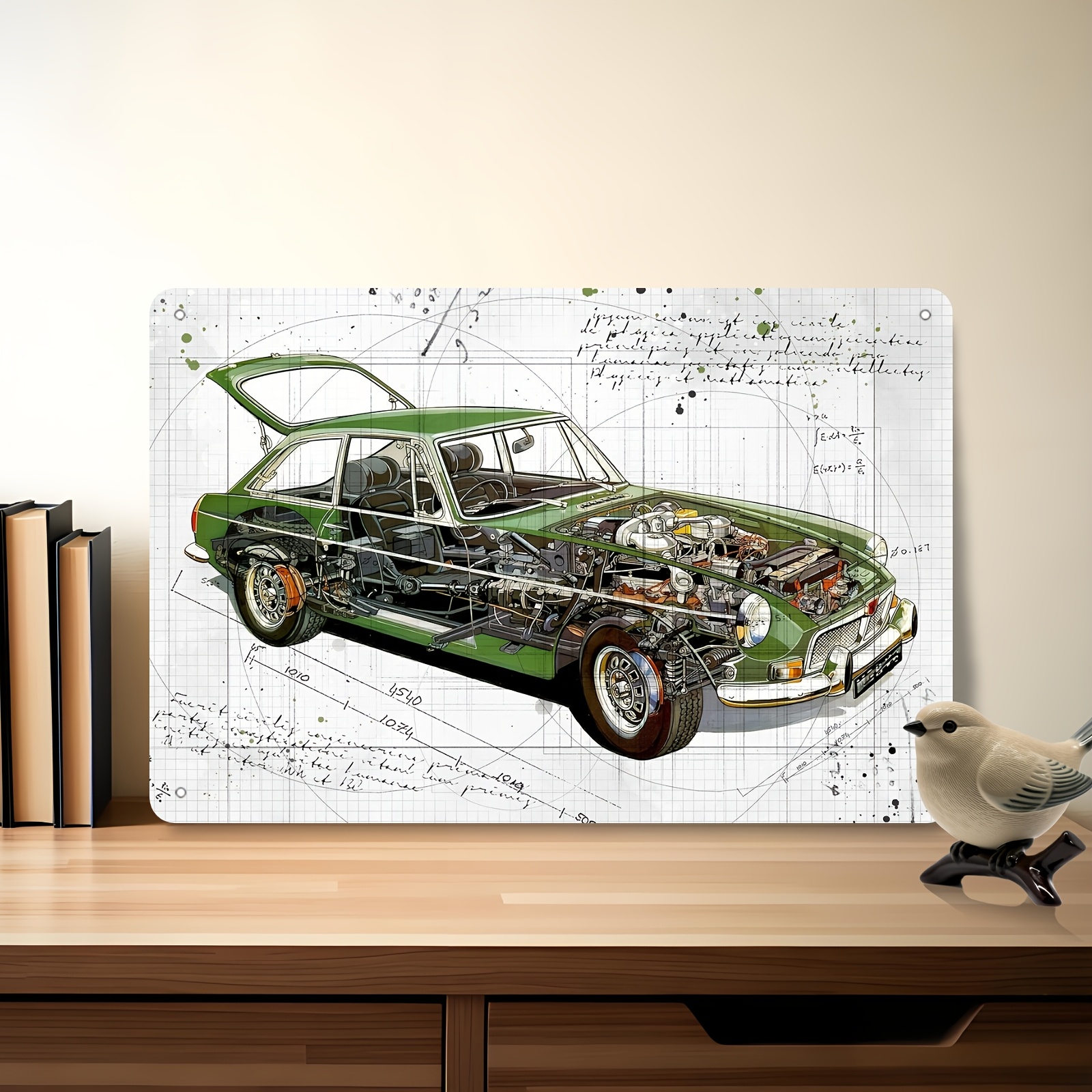 TEMU 2d Flat, 2d Flat - 1pc Of Tin Sign Featuring An For Mg Mgbgt Cutaway Design, Perfect For Decorating Walls In Kitchens, Bedrooms, Clubs, Or