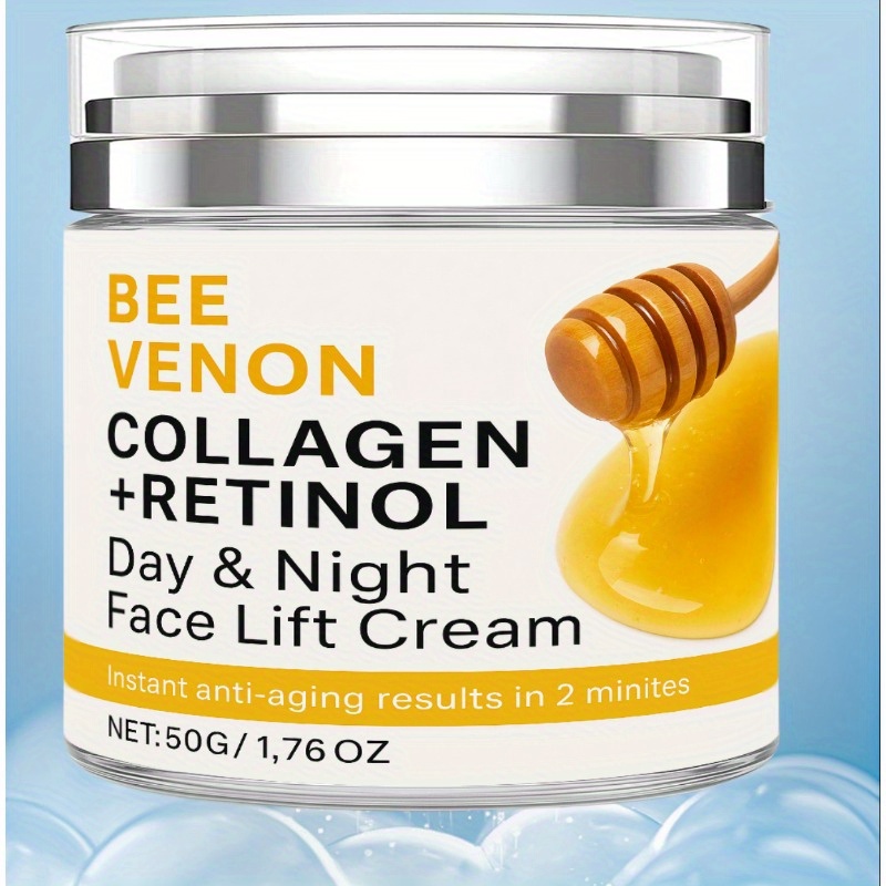 Image of Bee Venom Day And Night Immediate Lift Cream, Retinol And Collagen, For Face And Neck, , Smoothes, Make Skin Look Smoother And , Skincare