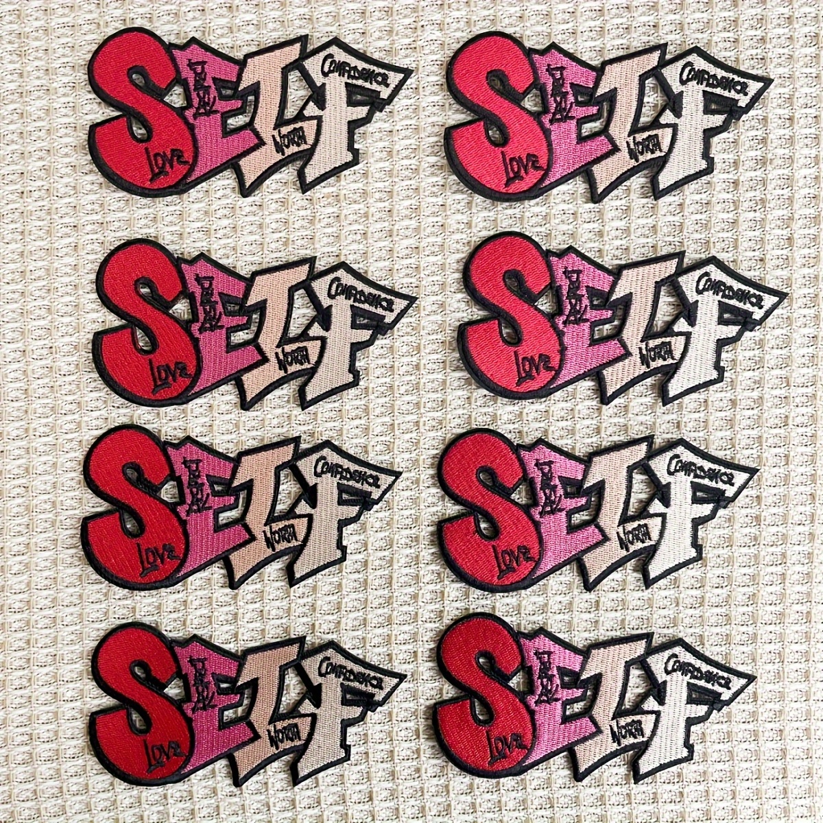 TEMU 4pcs Mixed Color "self" Embroidered Patches, Iron-on/sew-on Appliques For Clothing And Accessory Decoration | Vibrant Embroidered Patches |