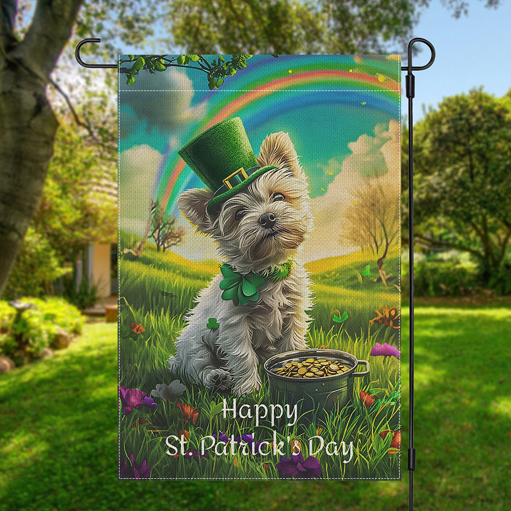 

1pc, Happy 's Day Clover Schnauzer Garden Yard Flag, 's Day House Flag, Double Sided Garden Yard Flag, Home Decor, Outside Decor, Yard Decor, Garden Decor, Holiday Decor, No Flagpole 12x18in