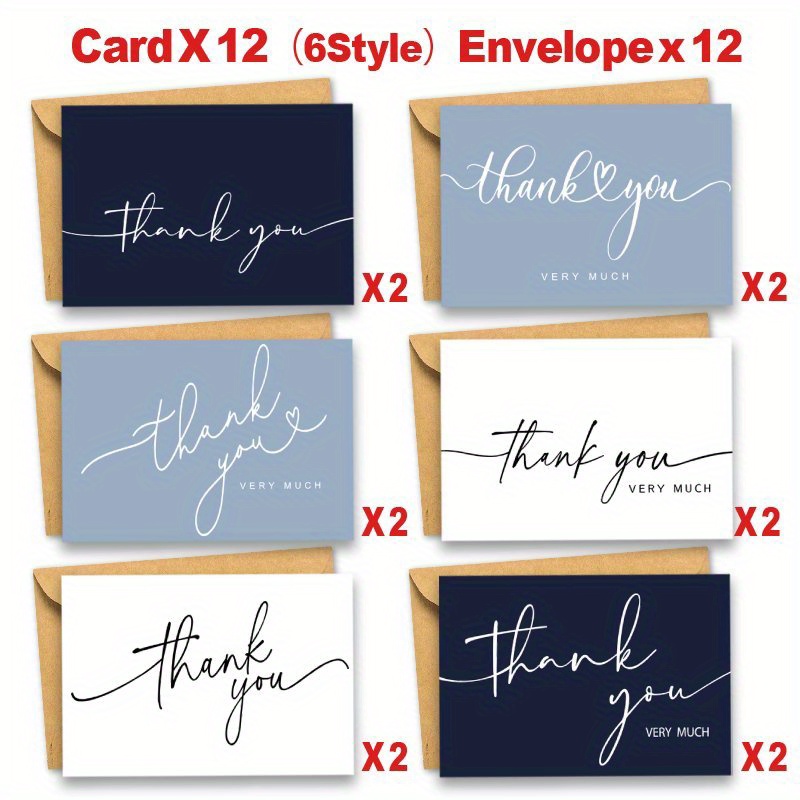 TEMU 24-pack Of Elegantly Easy Thank You Cards With Envelopes, Suitable For Various Occasions Such As Weddings, Business Events, Baby Showers, Small