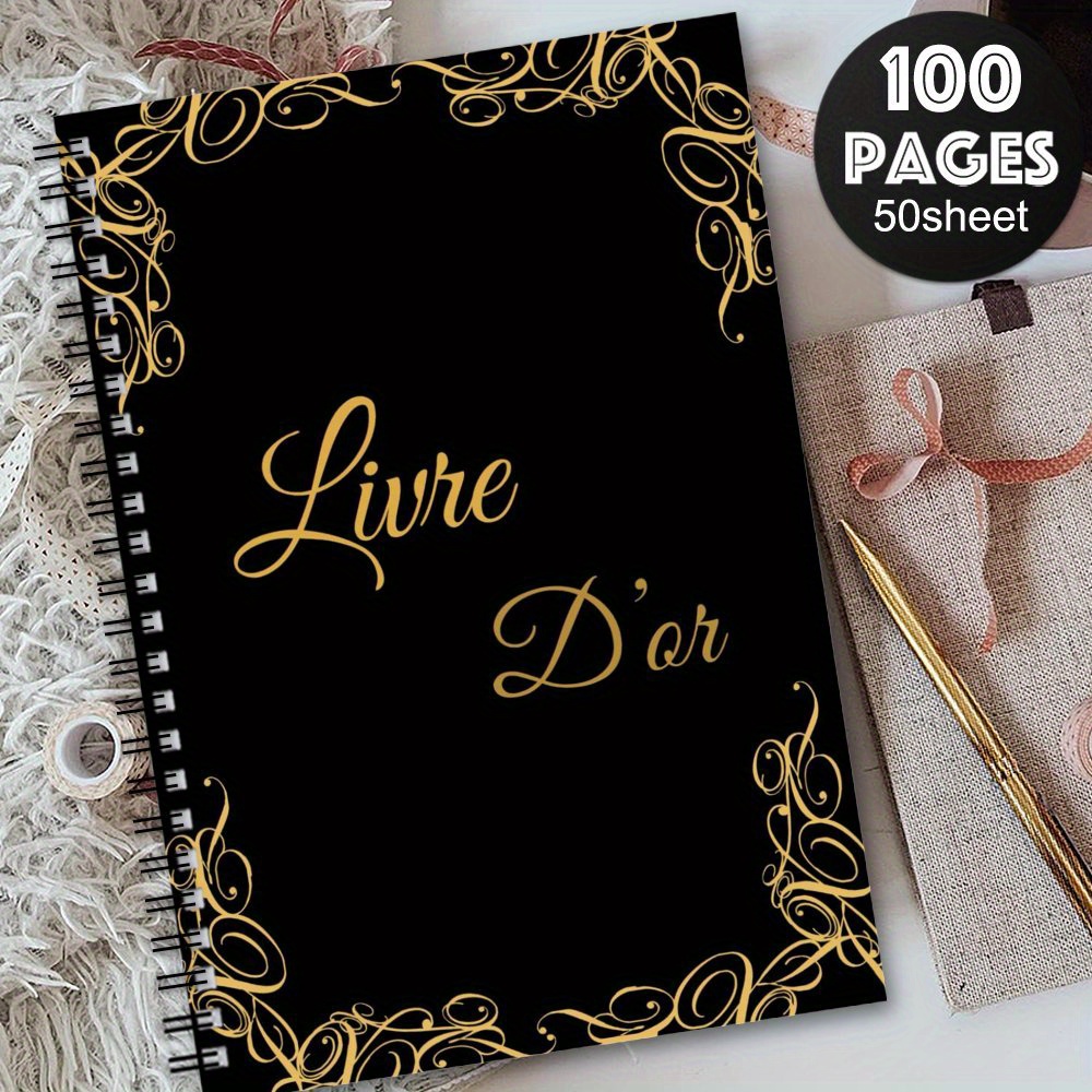 TEMU 1pc Carnet à Spirale Esthétique Français, Journal de Souvenirs Thème Fleurs pour Événements Spéciaux, Messages pour Célébrations et