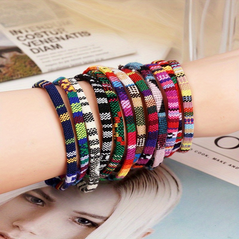 12X Bohemian Woven Friendship Bracelets Adjustable