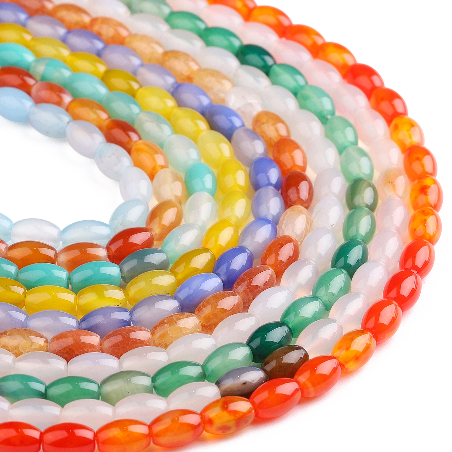 8X12Mm Natural Stone Multi-Color Agate Seed Beads
