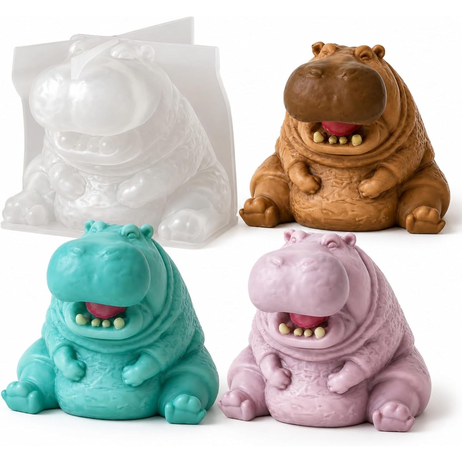 TEMU 1pc 3d Hippo Silicone Mold Reusable Suitable For Epoxy Resin, Candles, Gypsum, Cement, Diy Crafts - Hippopotamus Figurine Mould For Resin