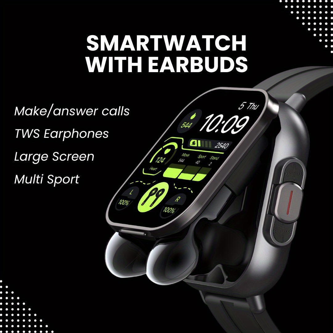 smart watch with built in earbuds 2 01 tft display 240p resolution non waterproof rechargeable lithium polymer battery wireless 5 3 compatible with iphone   fitness   with alarm nfc battery powered 240mah d8 details 0