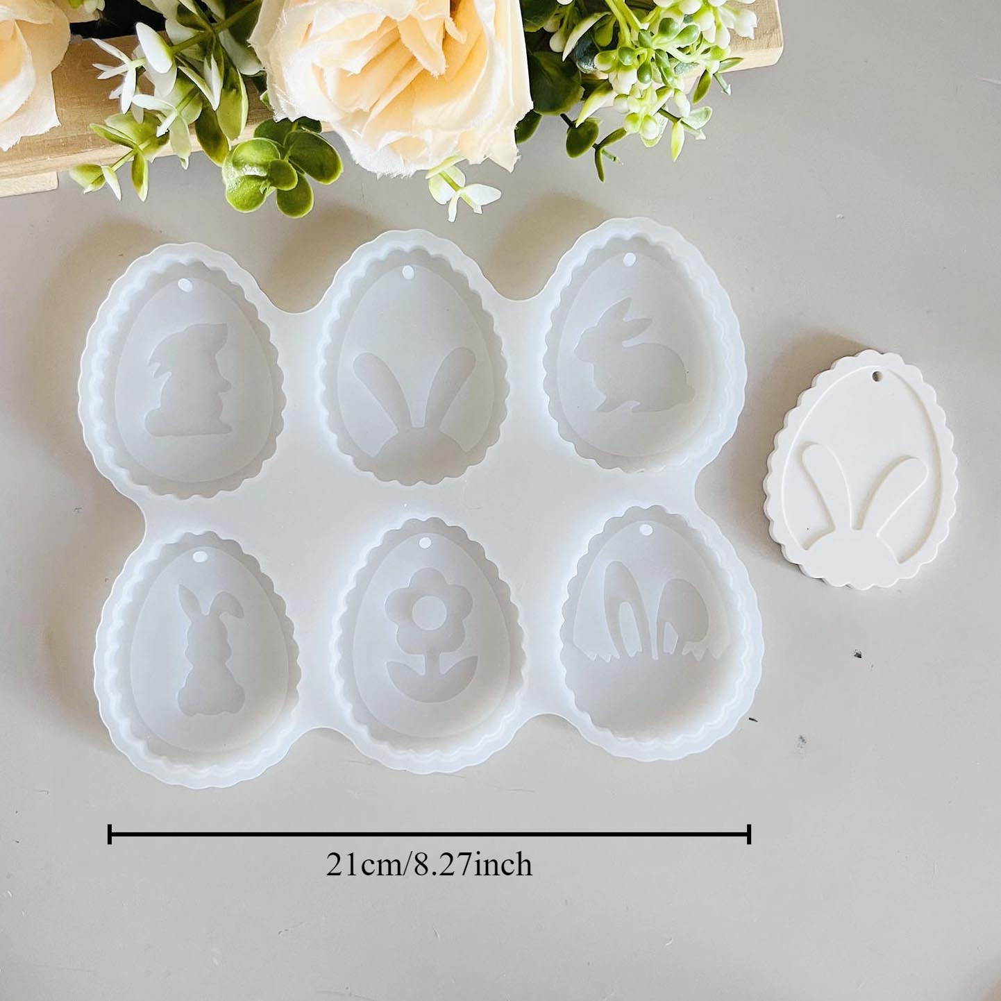 Easter Bunny Pendant Silicone Mold Lace Tag Keychain Series Epoxy Plaster Mold Resin Liquid Crafting Mold