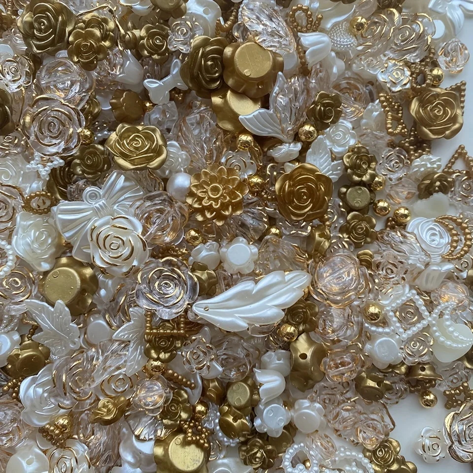 Image of 20/50g Mixed Acrylic Camellia Rose Beads Diy Decorative Loose Beads For Handmade Bracelet Necklace Earrings Beaded Jewelry Accessories Materials