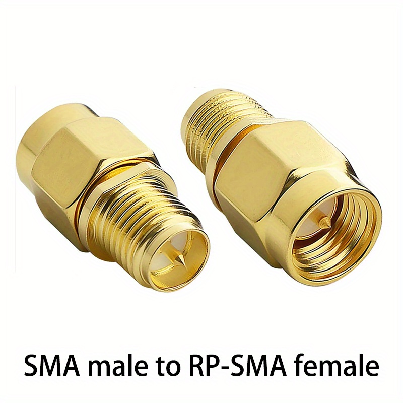2 stuks SMA naar RP SMA Adapter RF Coaxiaal Connector SMA Man naar RP-SMA Vrouw Converter Goudgelegerd Koperen Messing