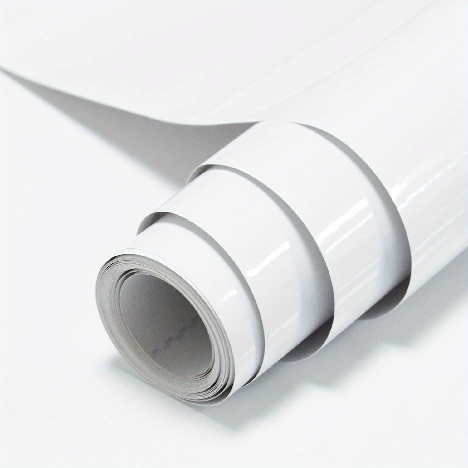 0.6*5m Self Adhesive Wallpaper White Glossy Peel And Stick For Kitchen Counters Furniture Shelves Drawers