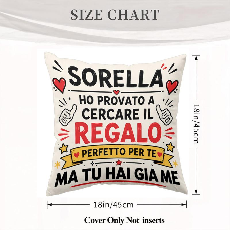 TEMU 2pcs Pillowcase Set, 2-pack, Italian Sorella Design, Vibrant Text And Graphics, Warm Encouraging Message, Suitable For Home Bed Sofa Decor,