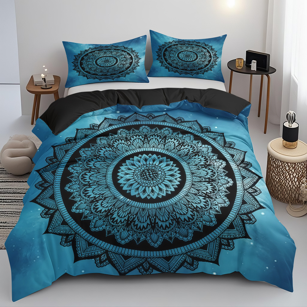 2/3pcs Abstract Folk Mandala Pattern Duvet Cover Set Popular Digital Printing Bedding, Soft And Comfortable Duvet Cover, Hd Printing, Suitable For Home And Dormitory Bedroom Decoration