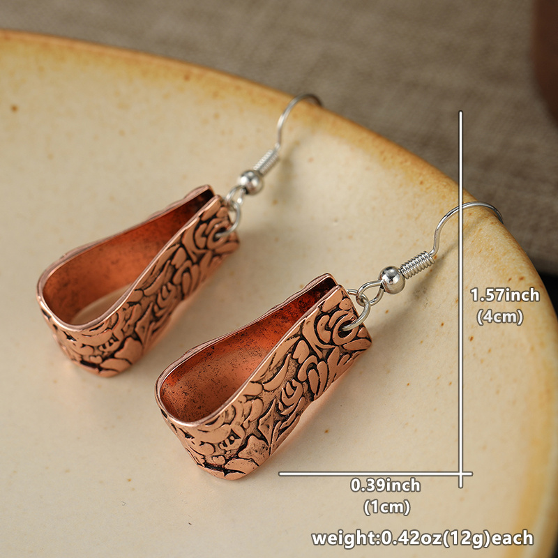 Bohemian Floral Pendant Drop Earrings, Vintage Relief Design