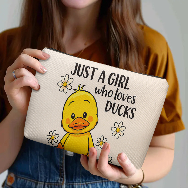 TEMU Cosmetic Bag 1pc, Just A Who Ducks, Lightweight Zipper Design Toiletry Bag, Suitable For Travel And Daily Use Multifunctional Storage Bag For