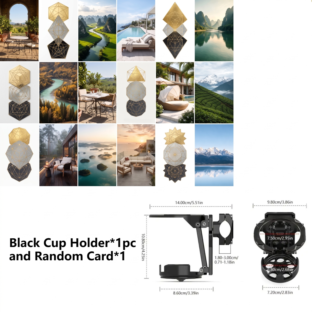 TEMU 2pcs (1pc Quick Release Foldable Bike Cup Holder And 1pc Random Card), 360-degree Rotatable Drink Water Bottle Cage With Detachable Clamp,