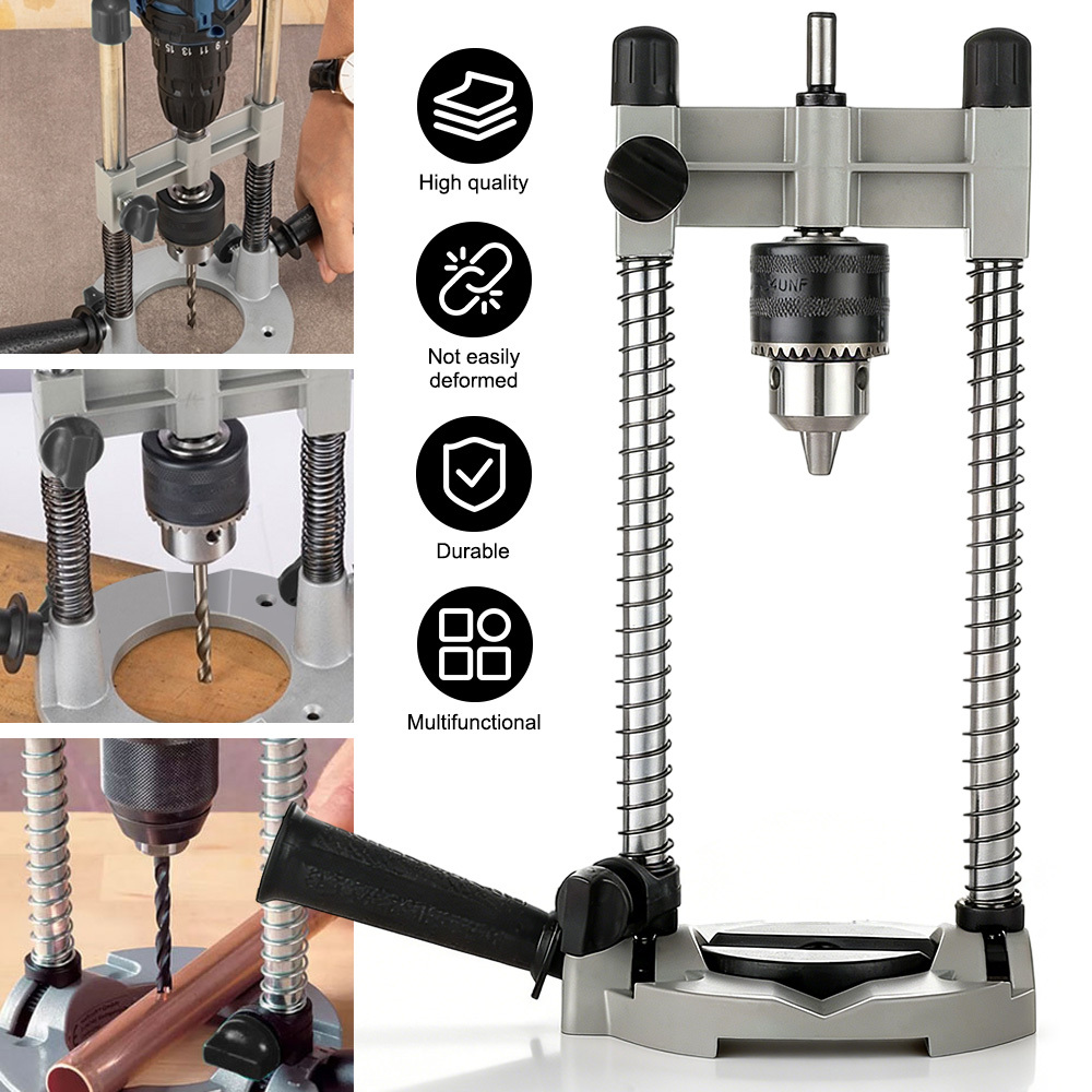 45 Degree Drill Stand, Woodworking Micro Drill Hammer Support, Drill Press Stand With Auxiliary Handle 1.5mm-13mm Clamping Range, Mobile Drilling Support