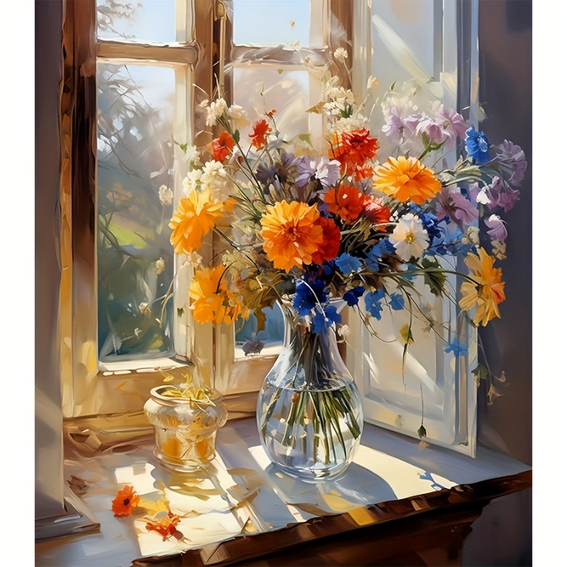 

Diy Paint-by-numbers Kit - Floral | 16x20" Canvas With High-quality Acrylics & Brushes, Frame Not Included