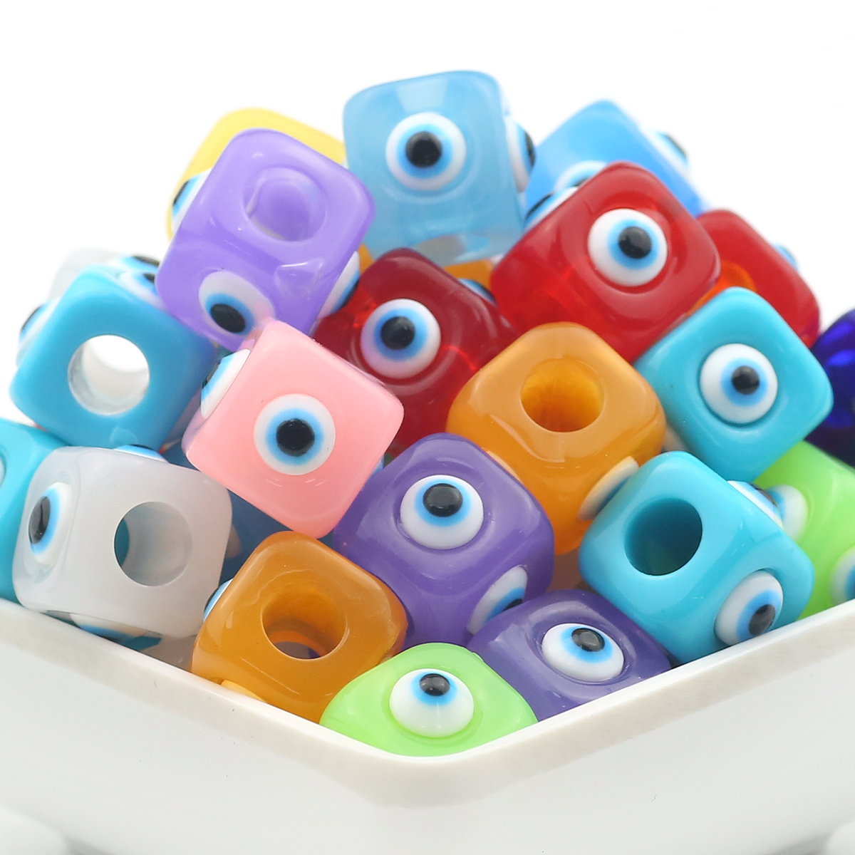 TEMU 30pcs Of 12mm Halloween-themed Square Beads With A , Made Of Acrylic In Various Colors - Jewelry Making Such As Necklaces, Bracelets, Earrings,
