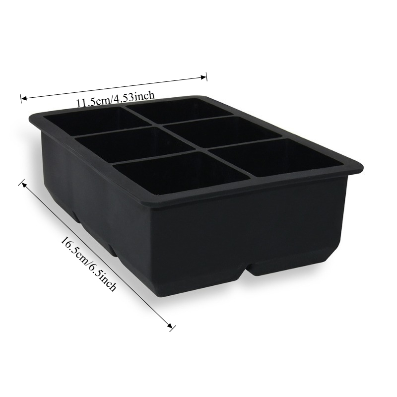 Image of Classic 6-cube Silicone Ice Tray For Whiskey, Cubes, And Chocolate Cake Molds