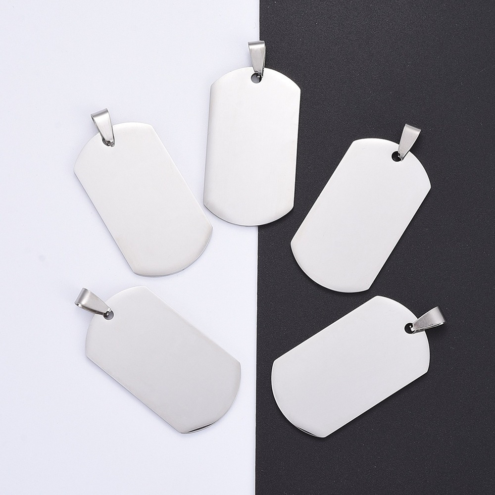 E-shop 5 Stück 304 Edelstahl Große Anhänger, Manuelle Polierung, Rohlinge Stempelanhänger, Rechteckig, 43X24X1.8Mm, für Armband Ohrring Halskette Kette
