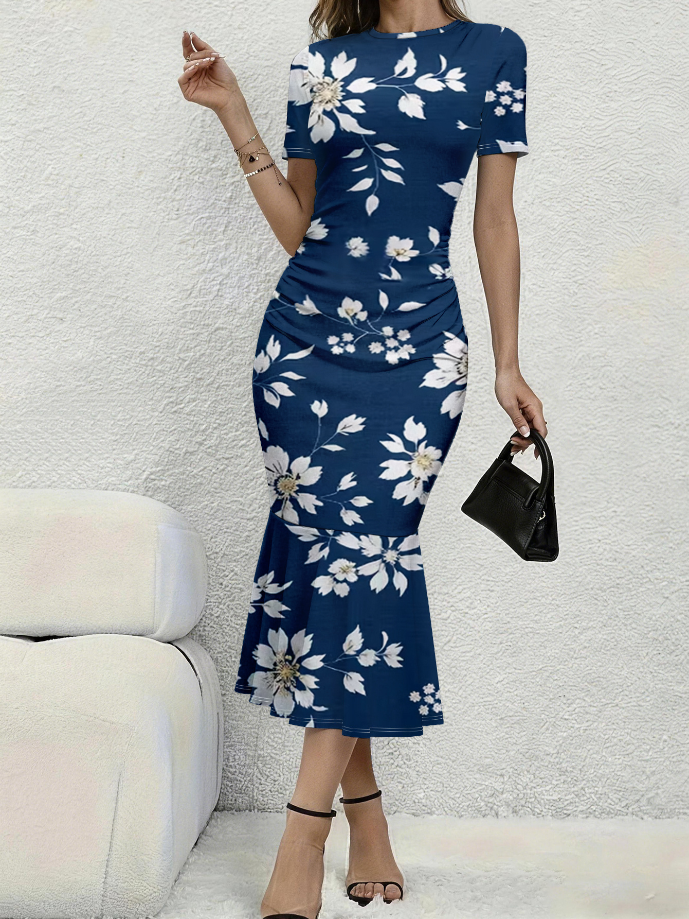 navy blue summer cocktail dress Vionelle Plus Size Women's Navy Blue Summer Elegant Cocktail Dress,Curve  Sleeveless Wrap Hem Casual Outfits For Party,Formal Evening Night Event  Dresses
